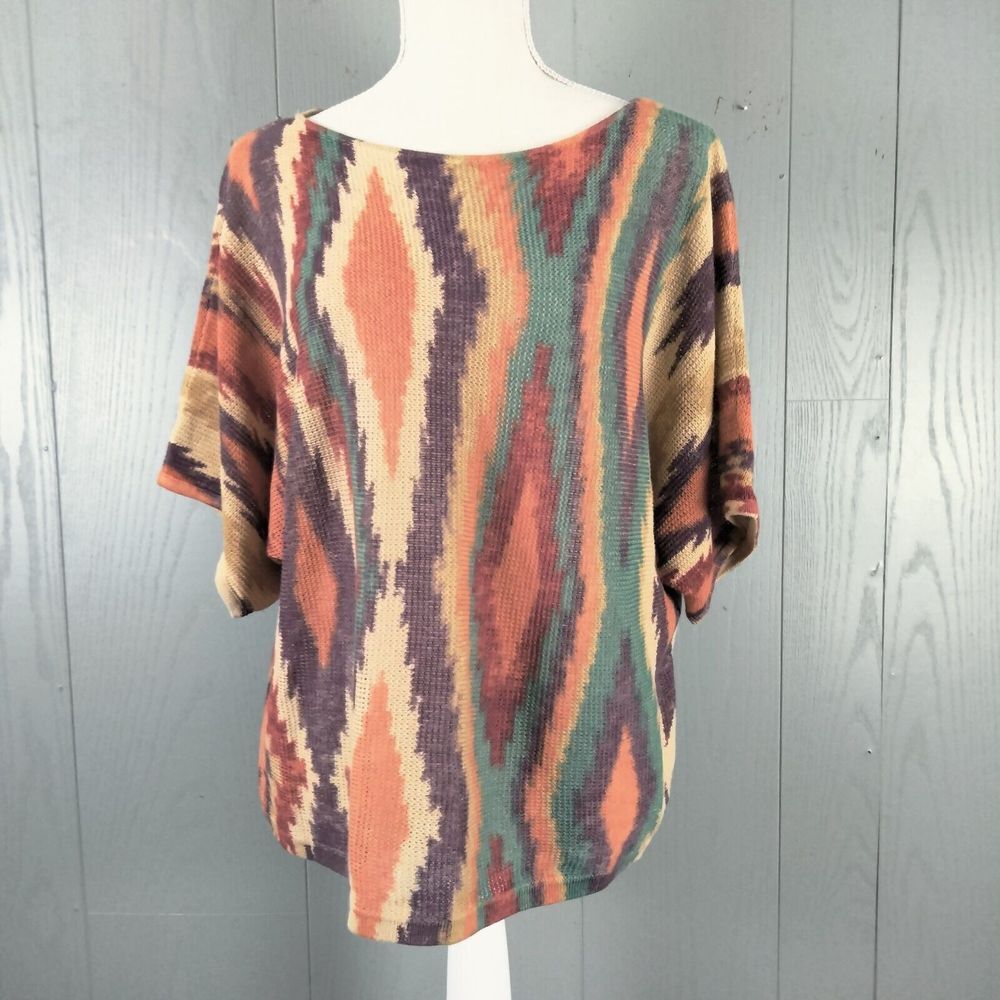 Lauren Ralph Lauren Multicolor Abstract Pattern Short-Sleeve Turtleneck Sweater